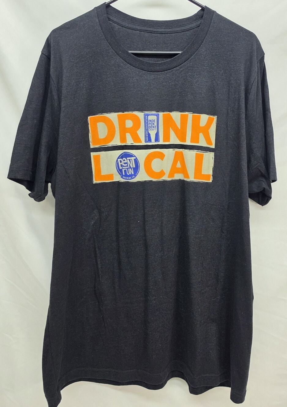 Bent Run Brewing Co T Shirt Men’s XL Black “Drink Local” Graphic Craft Beer Tee